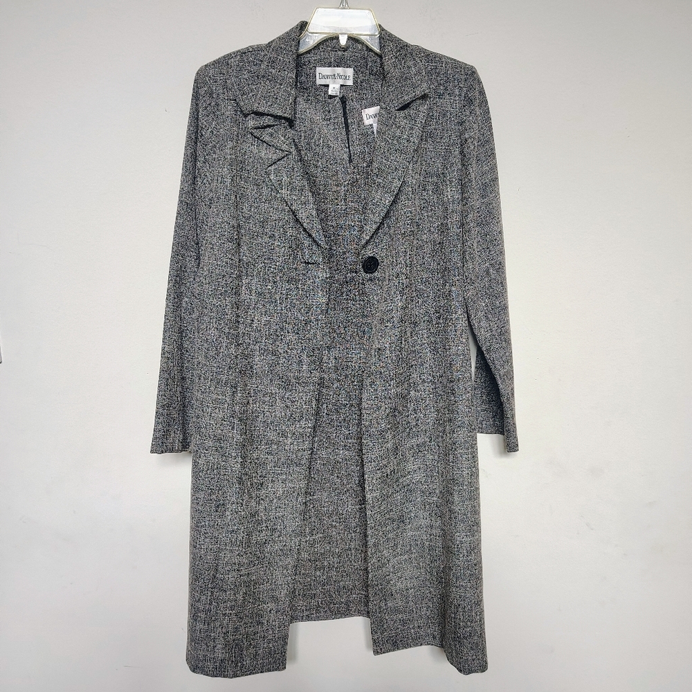 Danny & Nicole Gray Tweed Long Women’s Coat and Dress Set Size 16